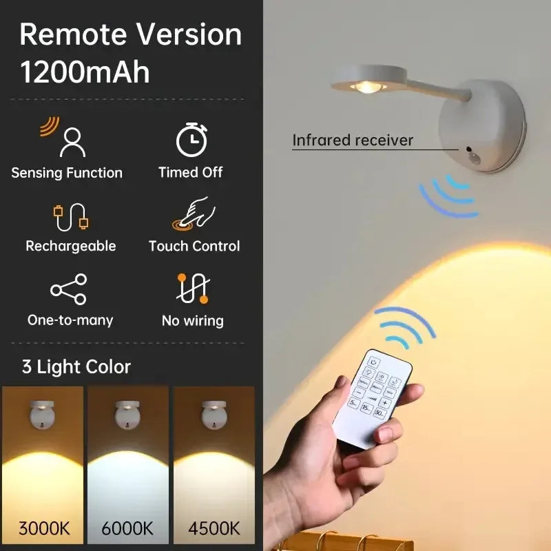 Intelligent LED Vägglampa – USB-Uppladdningsbar med Rörelsesensor