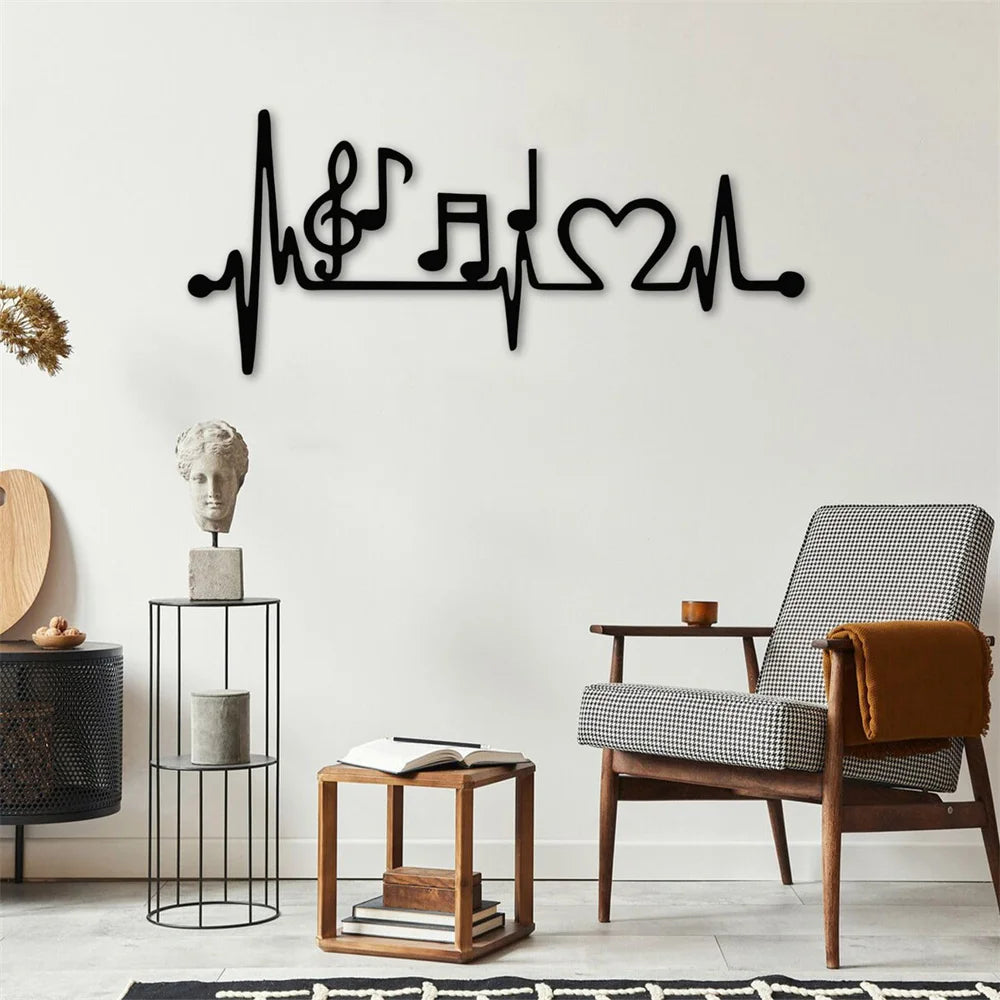 đ¶đ€ VĂ€ggkonst i Metall â âMusic with Heartâ â Svart Matt Dekor för Sovrum, Vardagsrum & Badrum