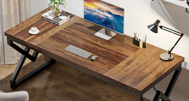 Tribesigns Executive Desk – Extra Tjockt Kontorsbord med Metallram (160 cm)
