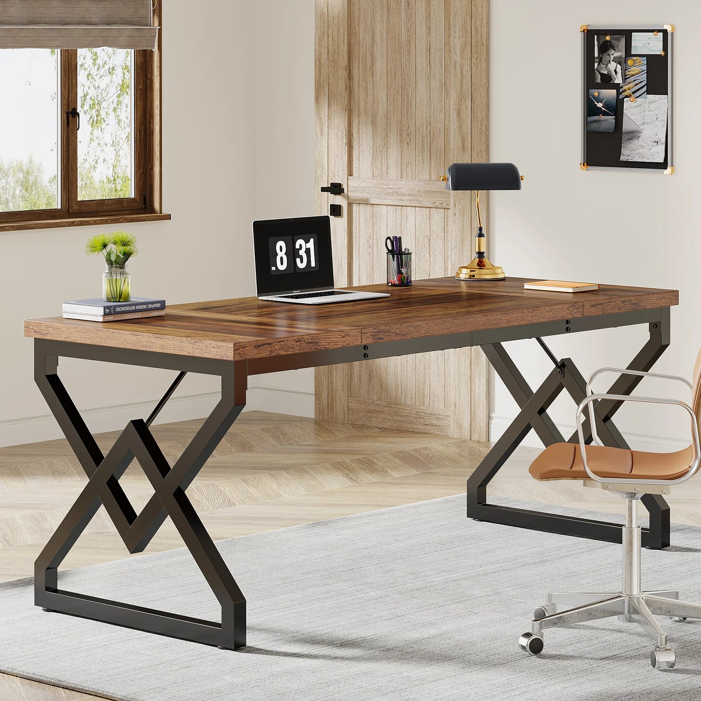 Tribesigns Executive Desk – Extra Tjockt Kontorsbord med Metallram (160 cm)