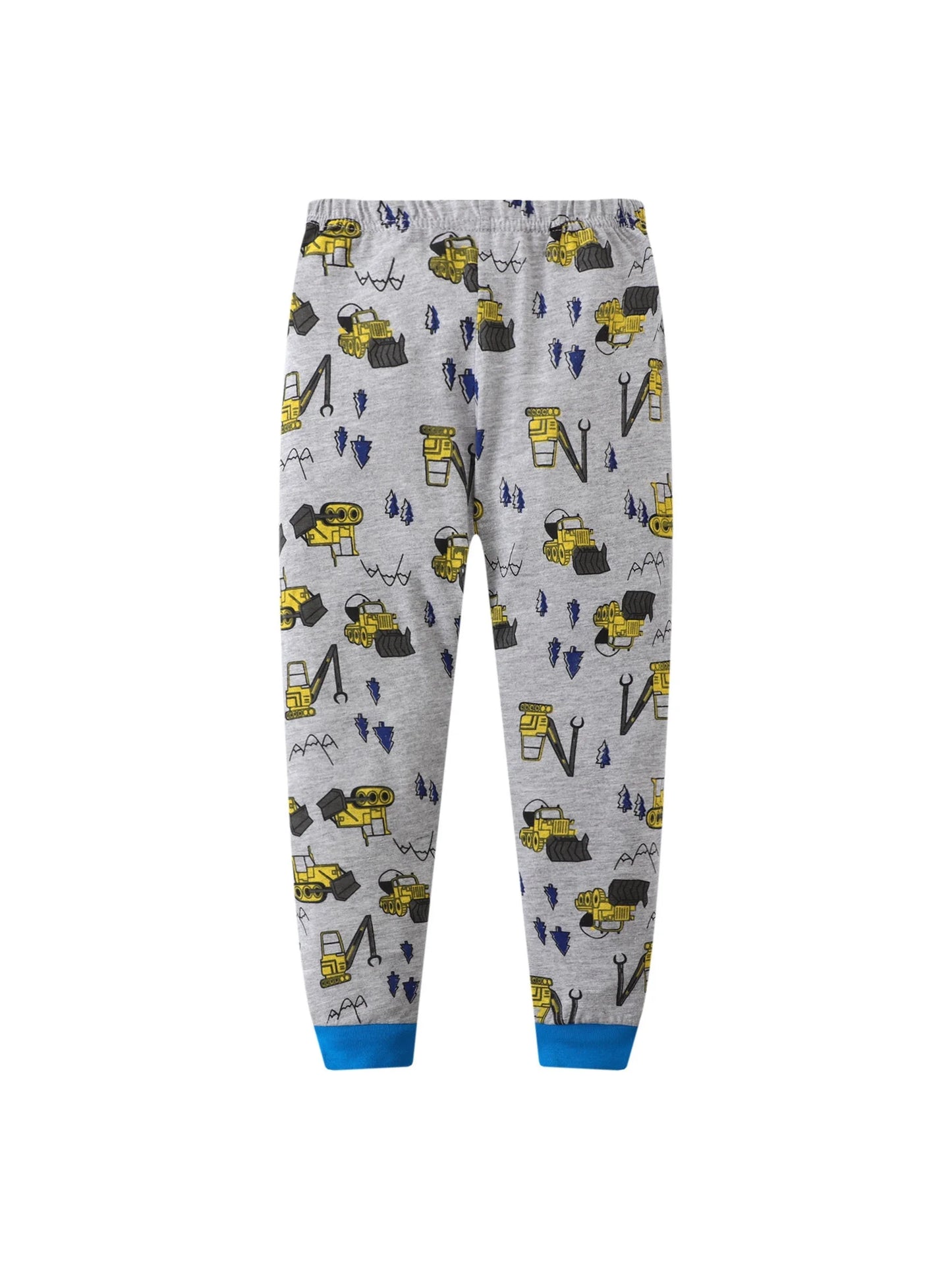 Barnpyjamas för Pojkar – Tecknad Truck & Grävmaskin – 2-delad Set i Bomull – 1–6 år