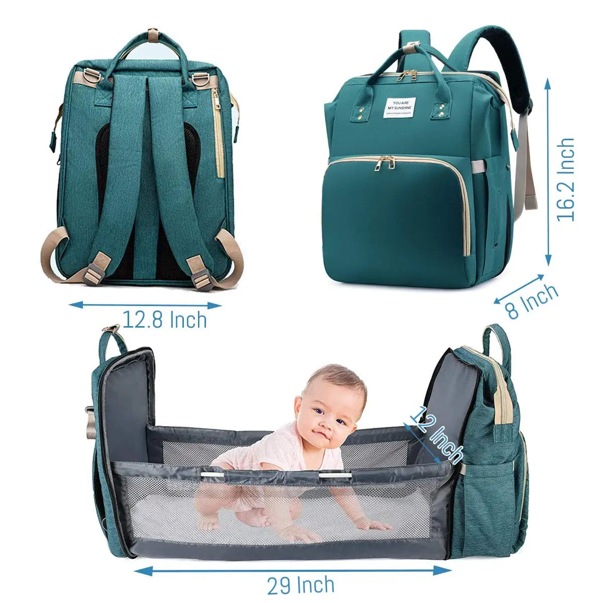 đ SkötvĂ€ska i Denim â Multifunktionell RyggsĂ€ck för Mamma & Baby (42x32x23 cm)
