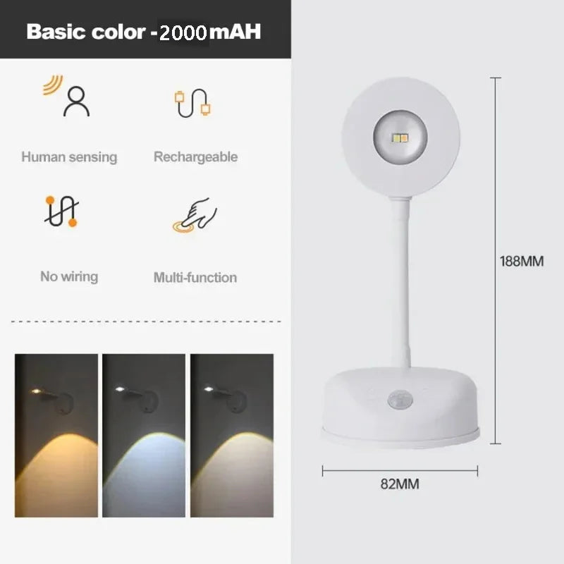 Intelligent LED Vägglampa – USB-Uppladdningsbar med Rörelsesensor