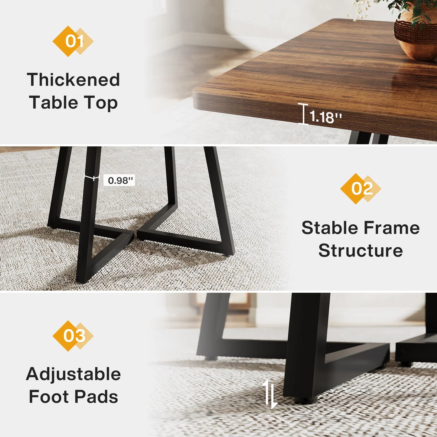 Matbord för 4 personer – Industriell Design med 80H × 100B
