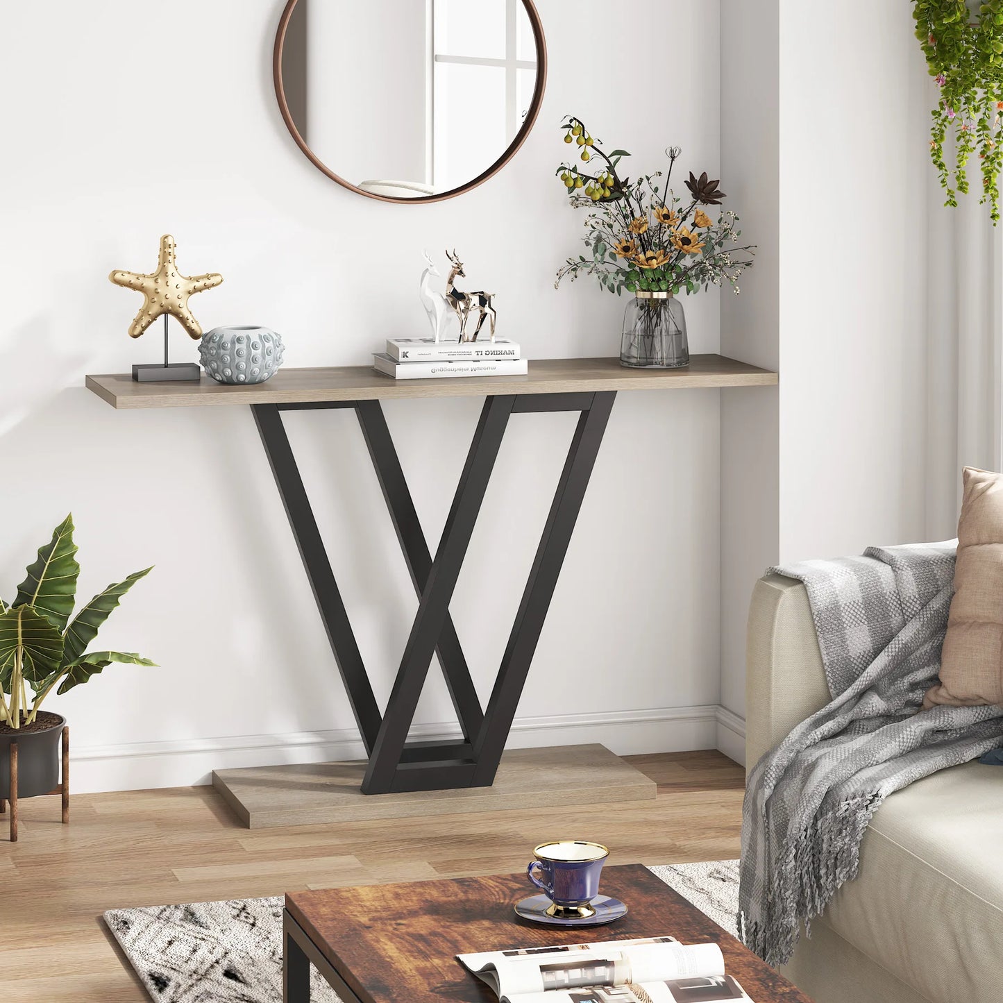 đȘ Tribesigns Konsolbord 110 cm â Industriell Design med V-formade Metallben â För Hall & Vardagsrum