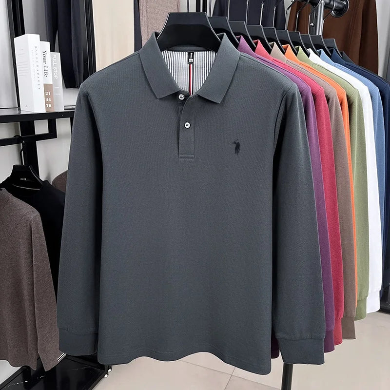 Herrpike i 100% Bomull – Broderad Häst – Höst/Vinter – Smart Casual
