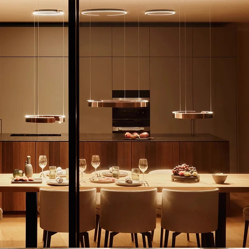 Nordisk LED Ringformad Taklampa – Modern Design i Roséguld, Svart, Vitt & Guld
