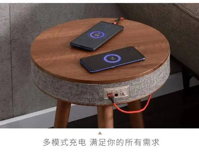 Smart Kaffebord med Bluetooth-högtalare & Trådlös Laddning – Nordisk Design