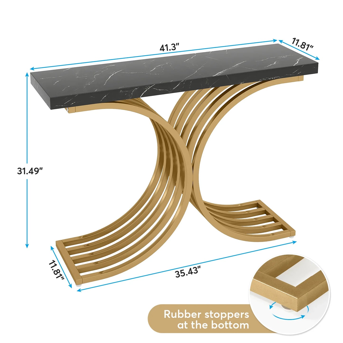 Tribesigns Konsolbord – Vit Marmorlook & Guldmetall | Smal Soffbord / Hallbord