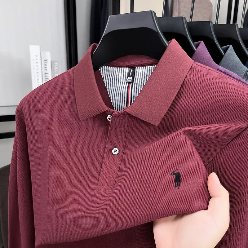 Herrpike i 100% Bomull – Broderad Häst – Höst/Vinter – Smart Casual