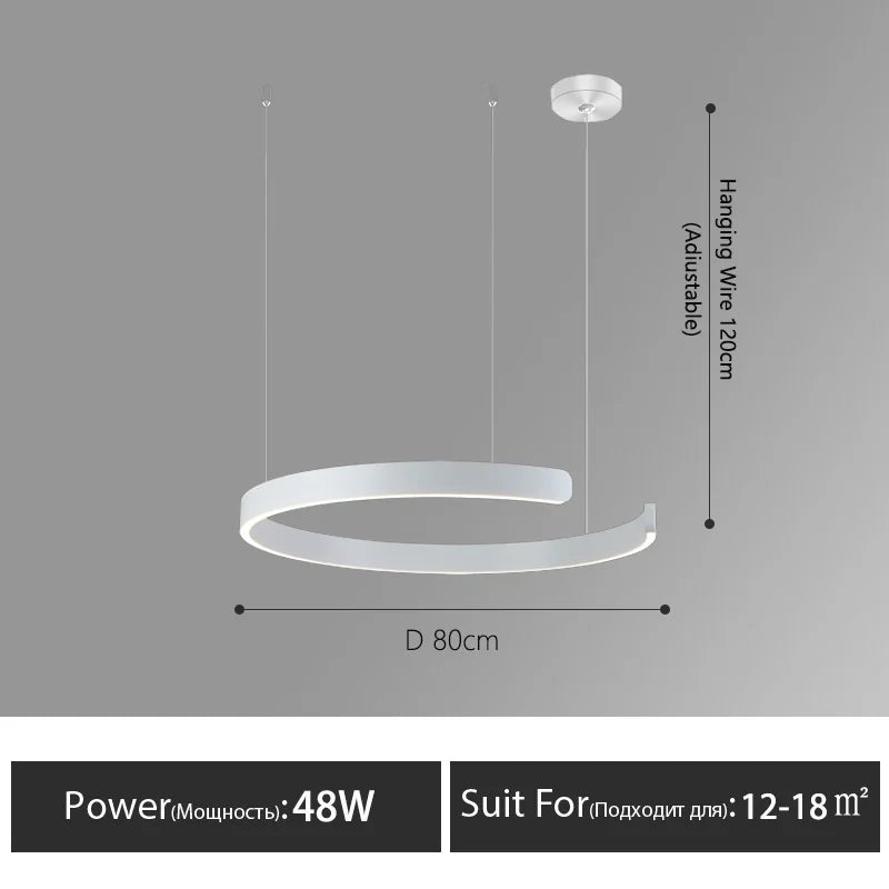 Nordisk LED Ringformad Taklampa – Modern Design i Roséguld, Svart, Vitt & Guld