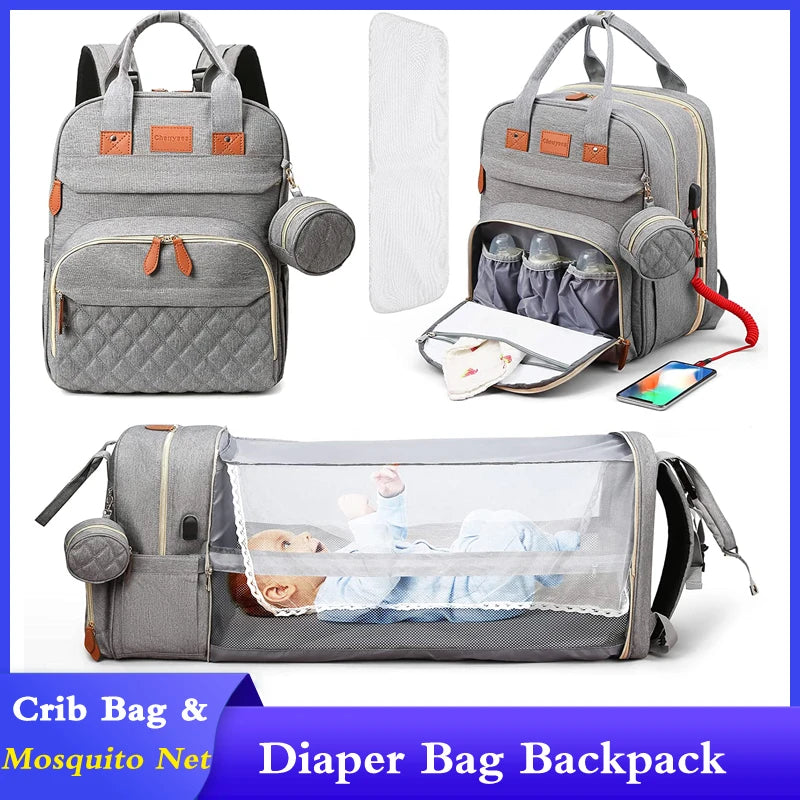 đ SkötvĂ€ska i Denim â Multifunktionell RyggsĂ€ck för Mamma & Baby (42x32x23 cm)