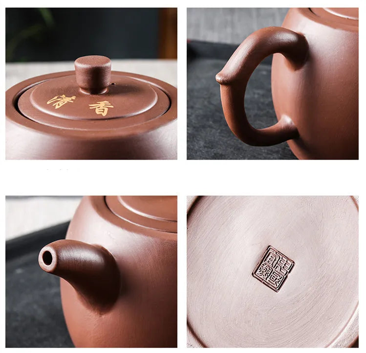 Yixing Tekanna i lila lera – Handgjord traditionell tekanna (1 liter)