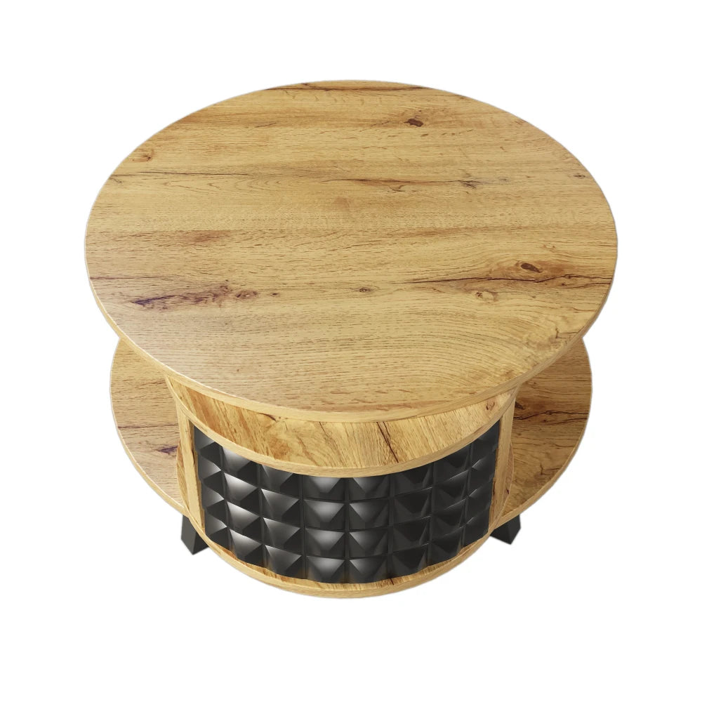Roterbart Soffbord 2-i-1 – Med Dold Hylla – Modern Design i Trä & Svart – 85.2×80×45.2 cm