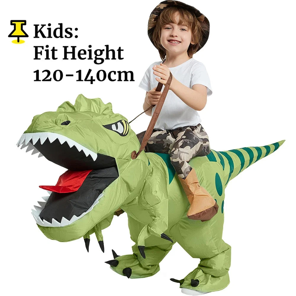 Uppblåsbar Dinosauriedräkt – T-Rex Kostym för Barn & Vuxna