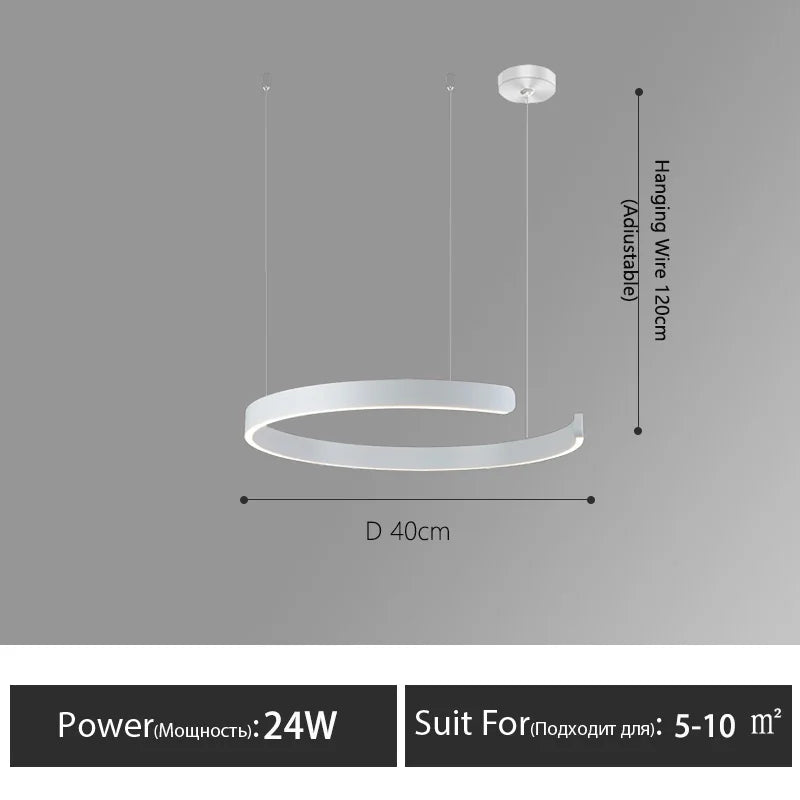 Nordisk LED Ringformad Taklampa – Modern Design i Roséguld, Svart, Vitt & Guld