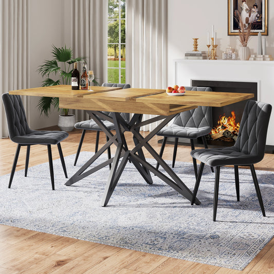 🍽️ Utdragbart Matbord 120–160 cm – Modern Design med Stjärnformade Ben