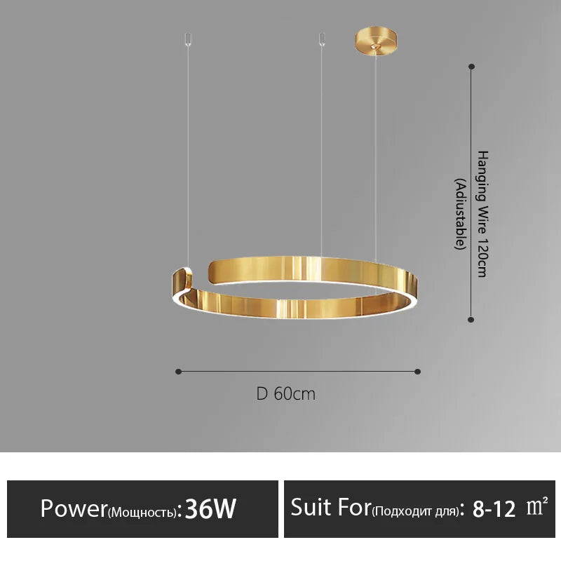 Nordisk LED Ringformad Taklampa – Modern Design i Roséguld, Svart, Vitt & Guld