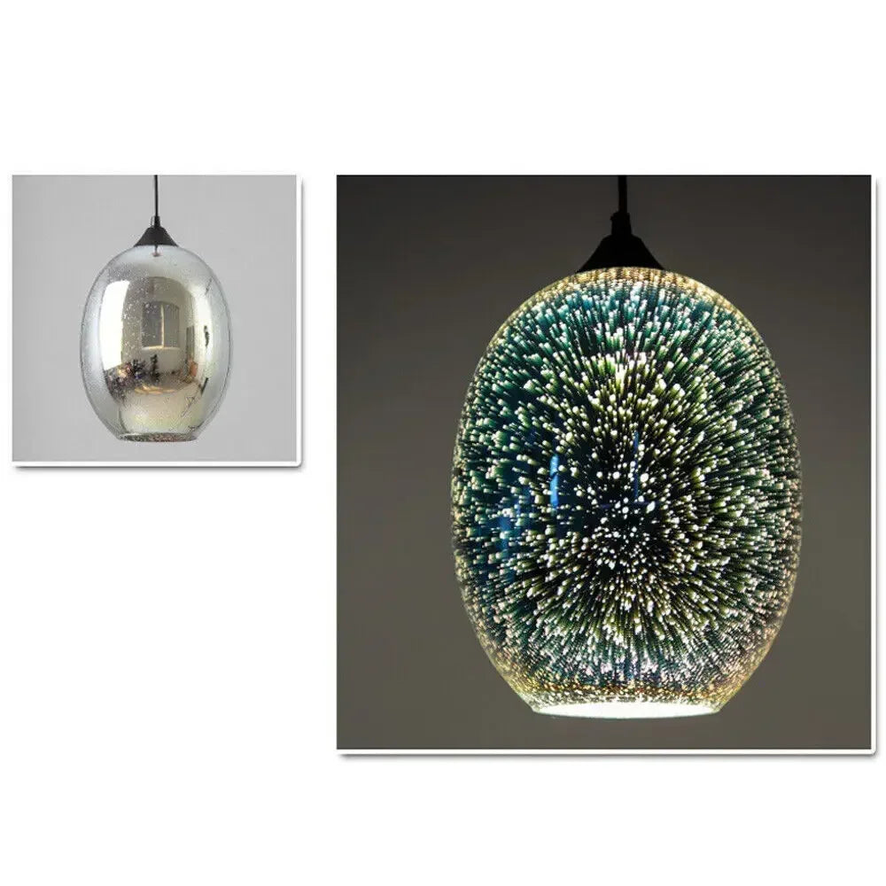 3D Glaspendel Fyrverkeristil – Modern Taklampa (22 × 32 cm)