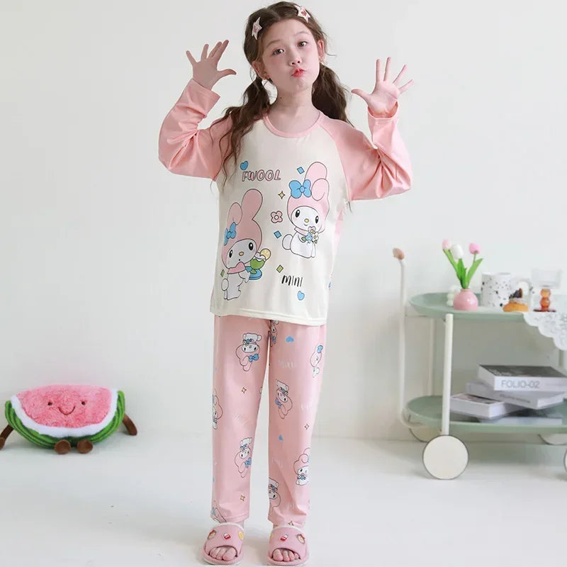 🧸 Sanrio Pyjamas för Barn – Kuromi, My Melody, Cinnamoroll – Långärmad – 100% Bomull – Kawaii Design