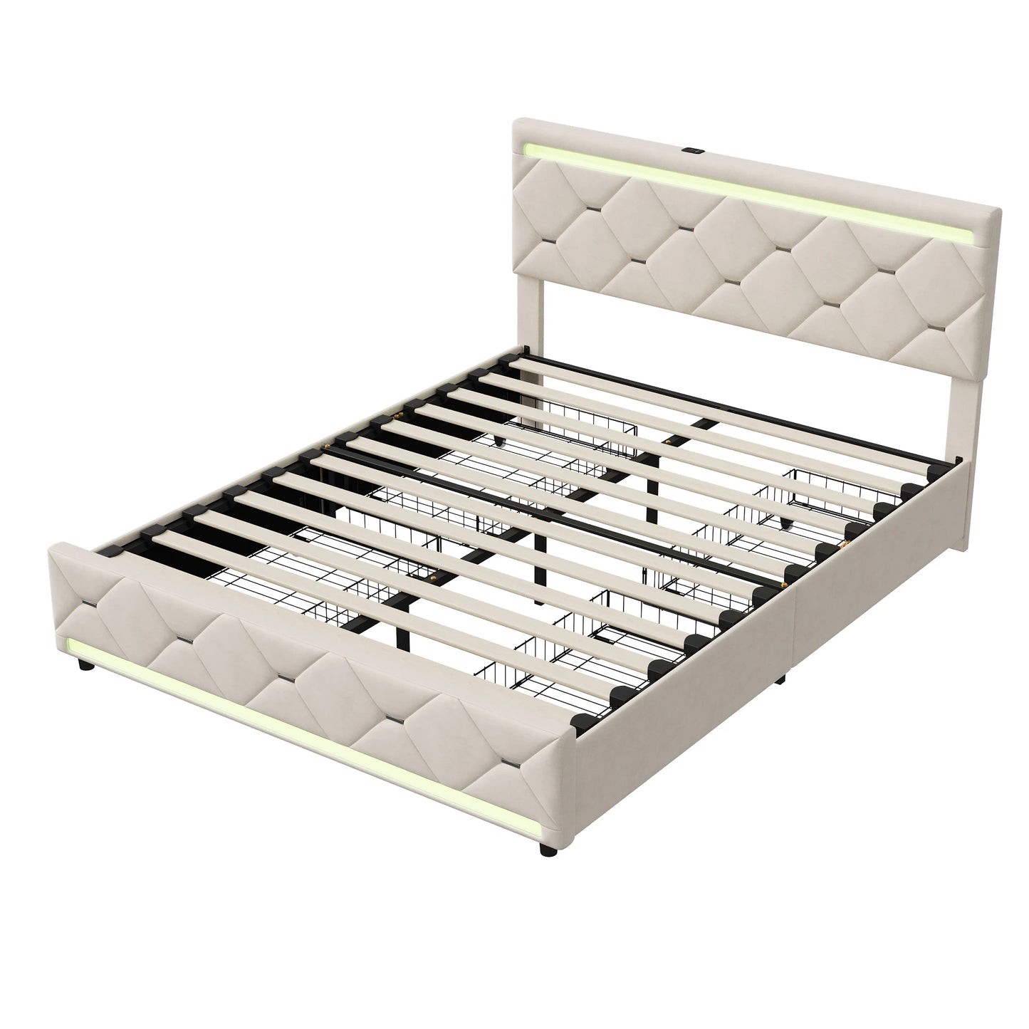 Anajqaqia Dubbelsöng 140×190 cm – Med LED, Förvaring & USB