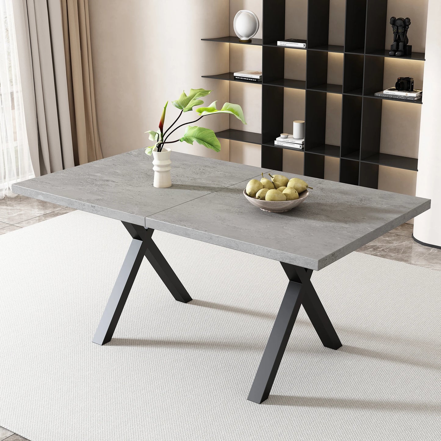 Jugacool Matbord – Modern Minimalism i Smidesjärn & Betonglook (140 × 80 cm)