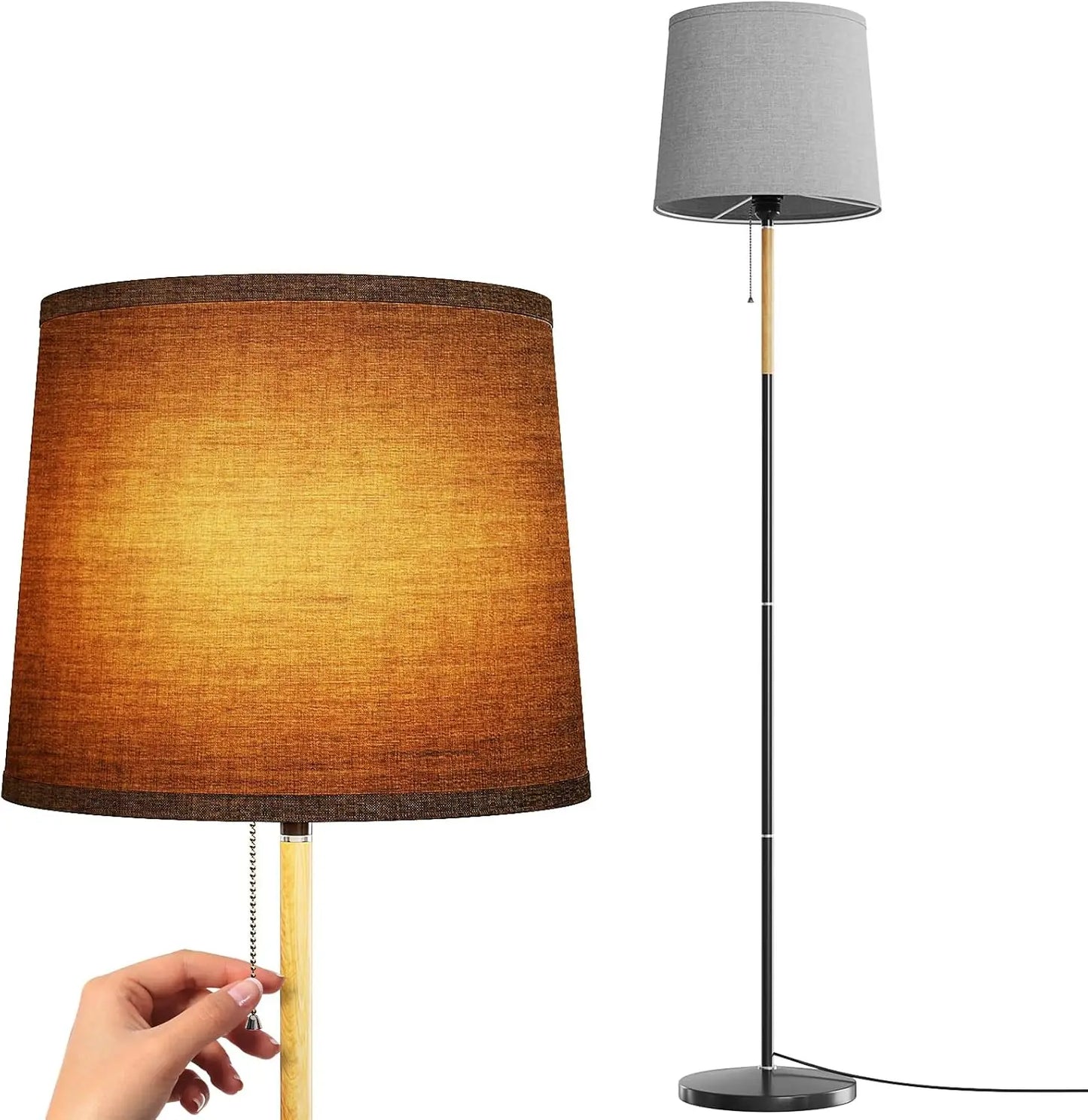 Modern Golvlampa 170 cm Beige med Tygskärm E27