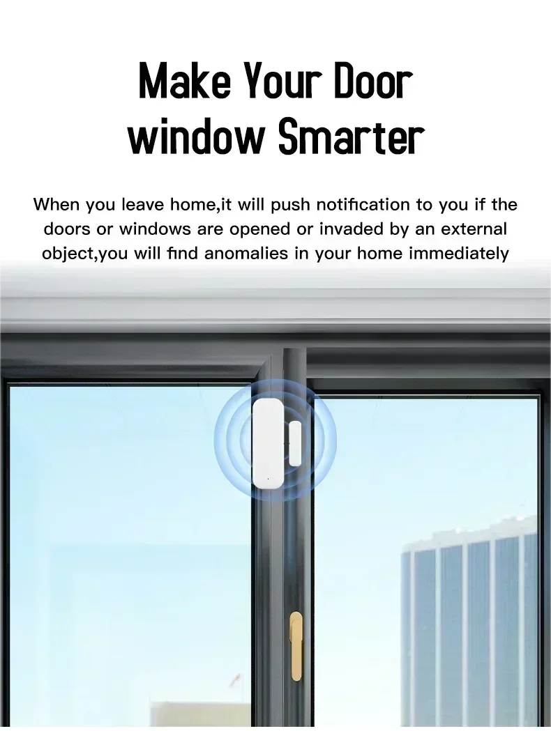 Tuya WiFi Dörr- & Fönstersensor – Smart Trådlös Detektor med Appstyrning