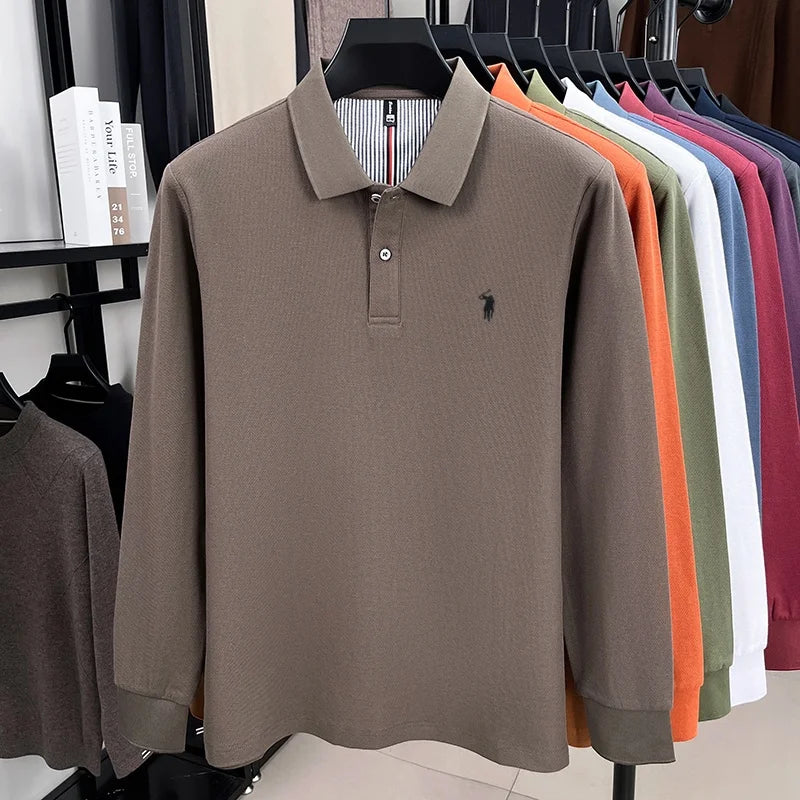 Herrpike i 100% Bomull – Broderad Häst – Höst/Vinter – Smart Casual