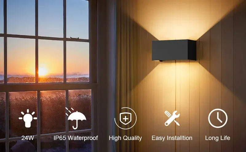 Modern Vägglampa i Aluminium – LED-ljus med IP65 Skyddsnivå