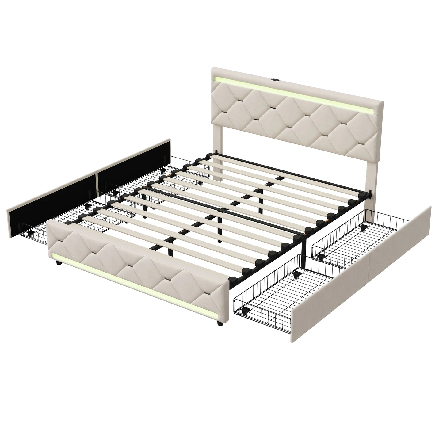Anajqaqia Dubbelsöng 140×190 cm – Med LED, Förvaring & USB