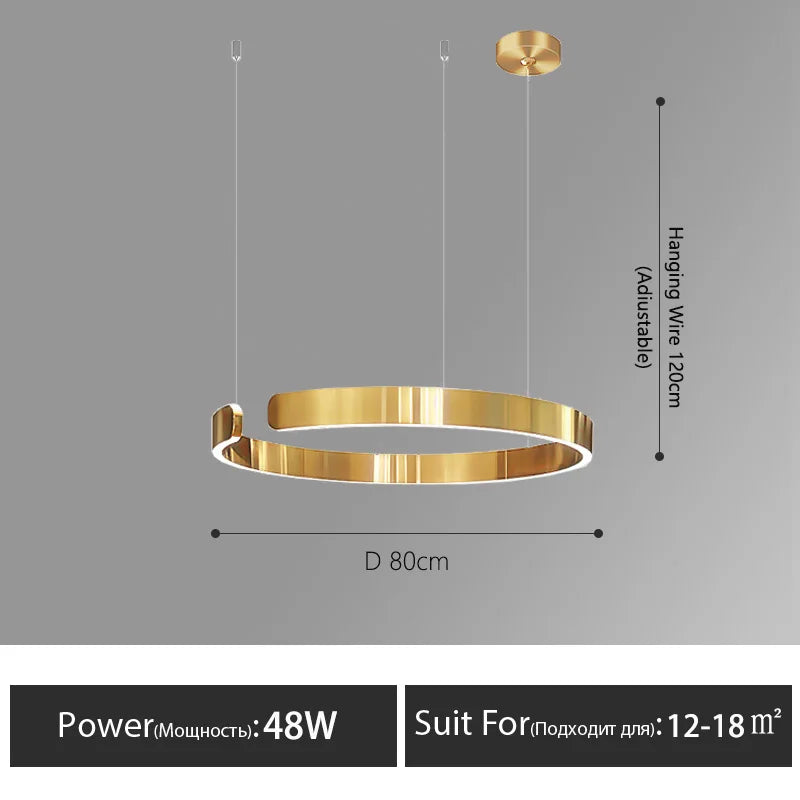Nordisk LED Ringformad Taklampa – Modern Design i Roséguld, Svart, Vitt & Guld