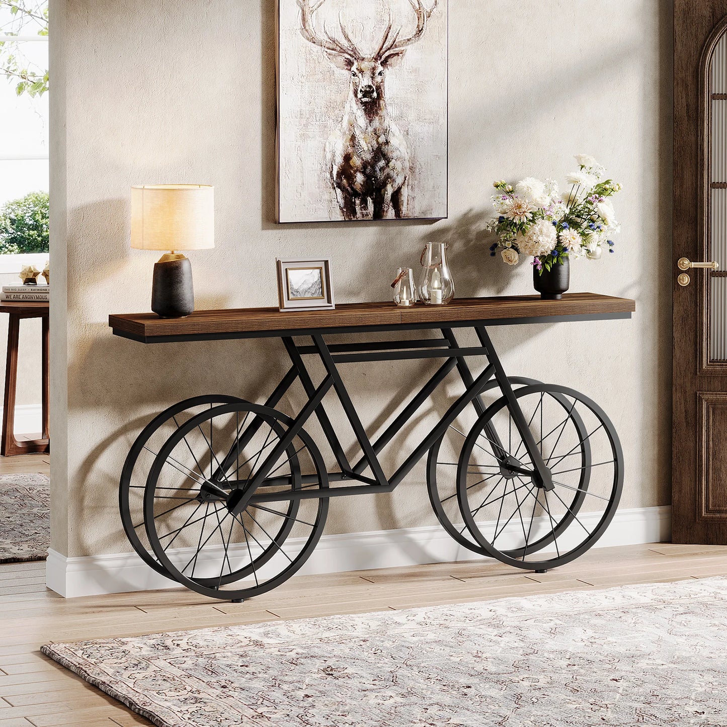 Retro Konsolbord med Cykelbas – Tribesigns Design för Vardagsrum & Hall