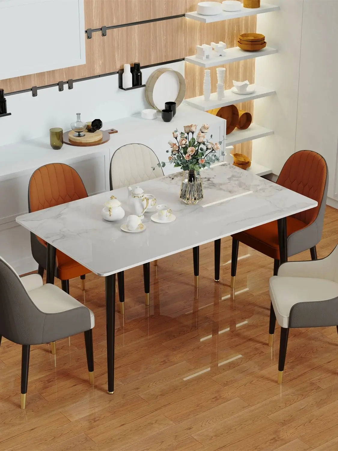 Marmorbord med Metallram – 120 × 70 cm för 4–6 personer