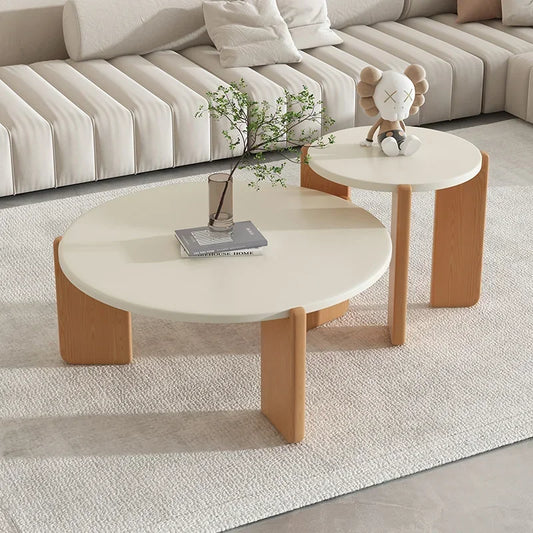 OLOEY Lyxigt Rundt Soffbord – Japansk Design & Modern Enkelhet