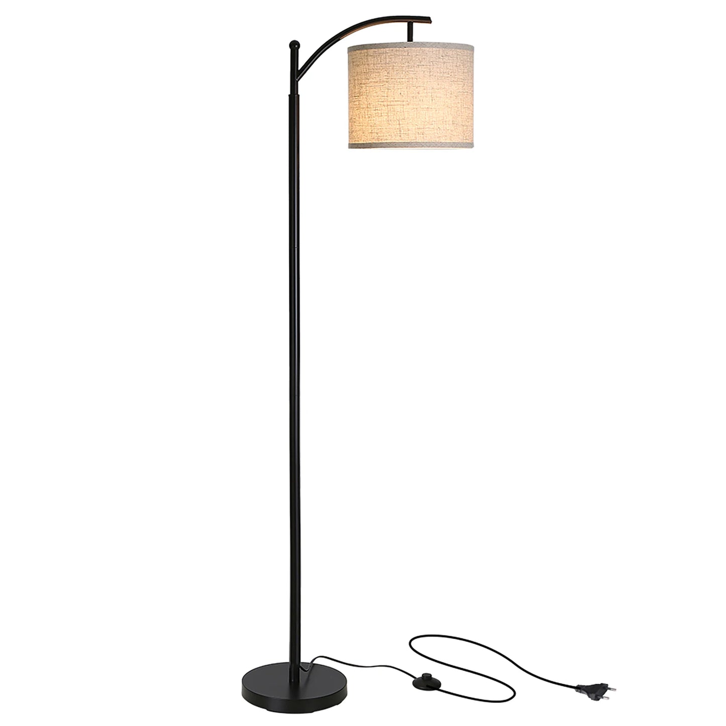 Golvlampa med LED – Bågformad Design & Tygskärm (160 cm)