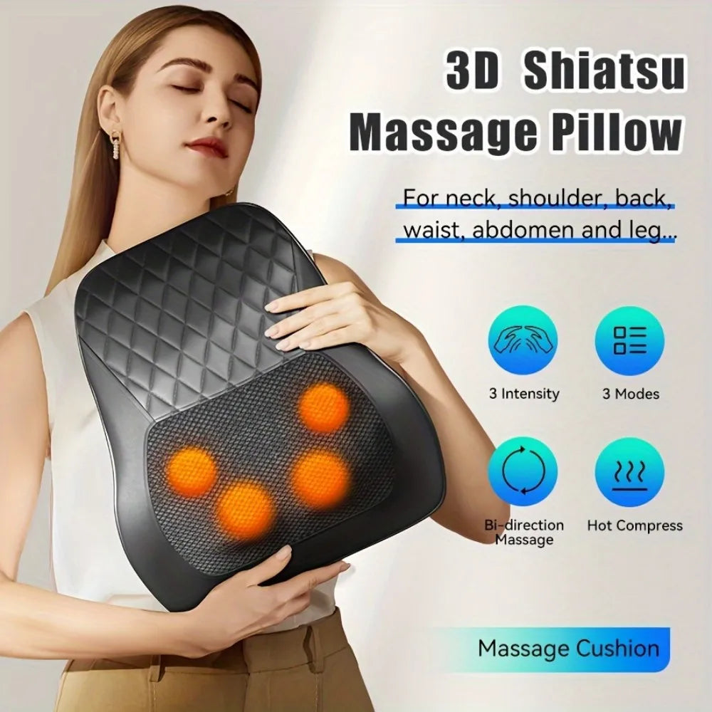 Elektrisk Nackmassagekudde med Vibration & Värme – För Nacke, Rygg, Ben & Midja