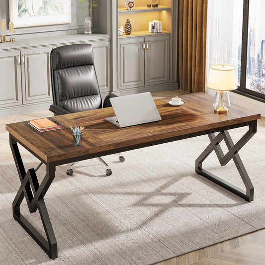 Tribesigns Executive Desk – Extra Tjockt Kontorsbord med Metallram (160 cm)