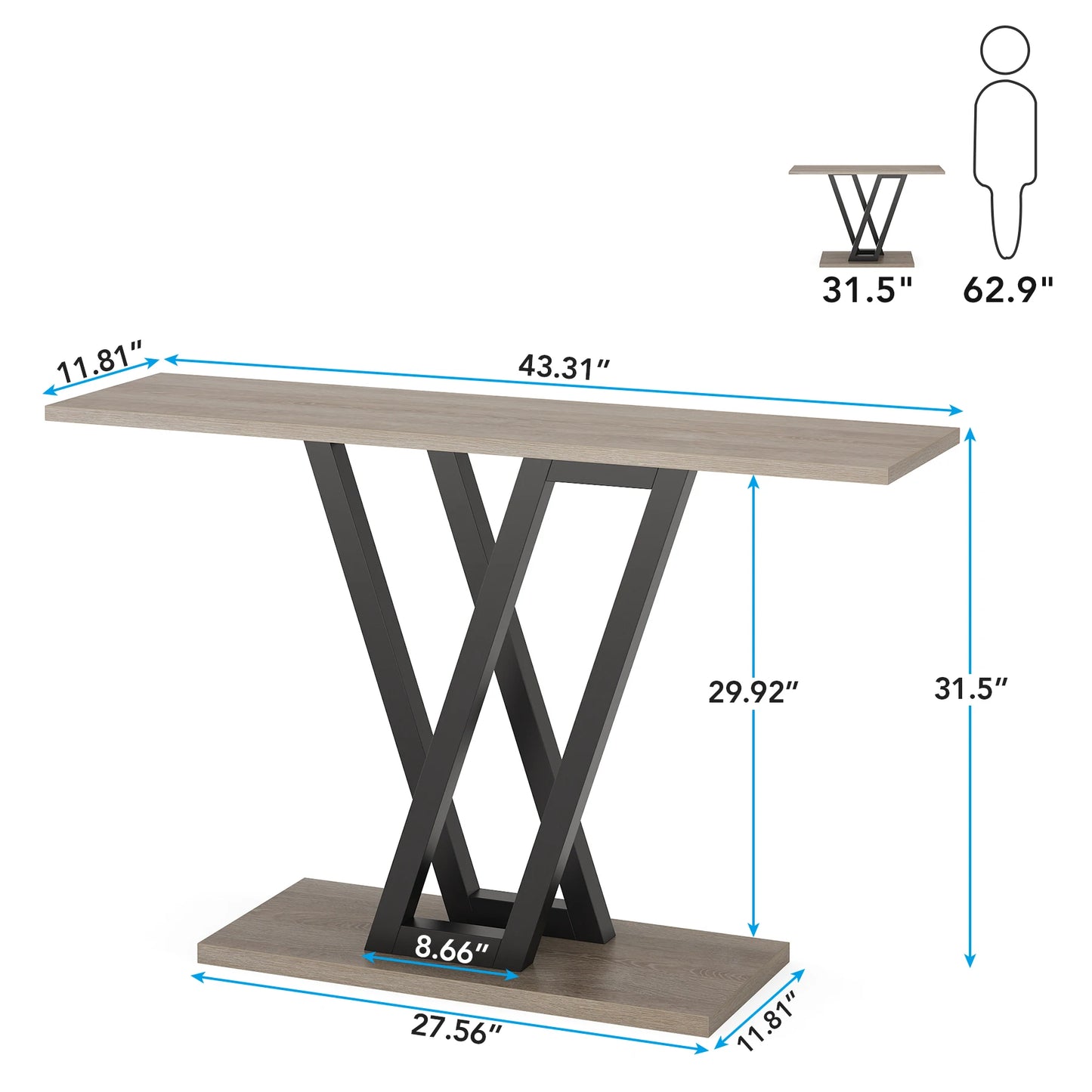 đȘ Tribesigns Konsolbord 110 cm â Industriell Design med V-formade Metallben â För Hall & Vardagsrum