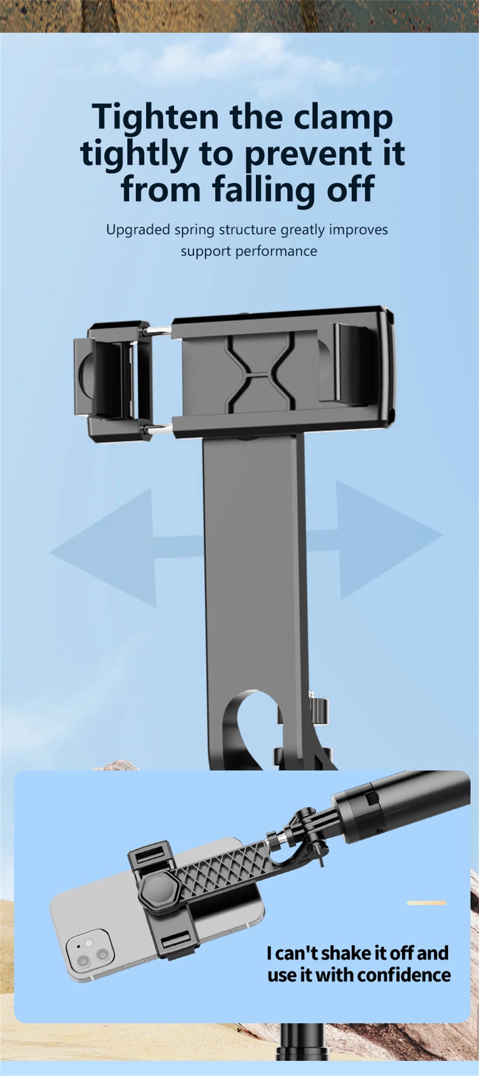 FANGTUOSI 2025 Bluetooth Selfie-stativ – 130 cm, 4-bens Design med Fjärrkontroll