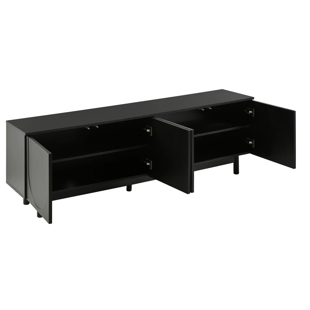 Modern Svart TV-bänk – Elegant Design med Justerbar Förvaring