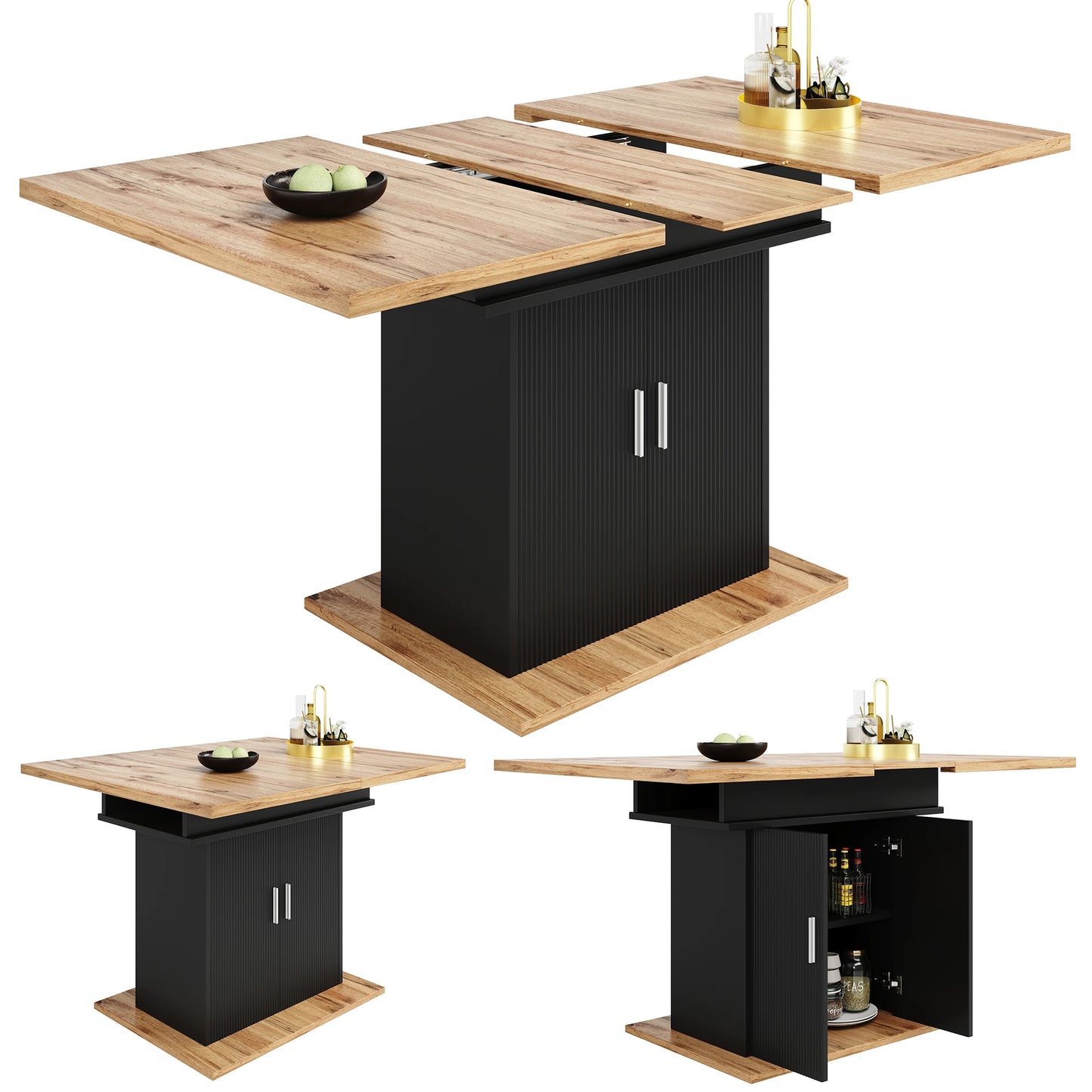 Utdragbart Matbord med Förvaring – 140 × 70 cm för Kök & Vardagsrum