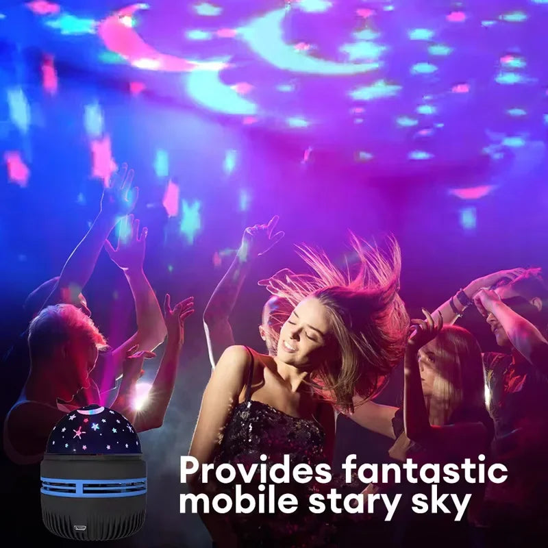 LED Stjärnhimmel Projektorlampa – Roterande nattlampa med måne & stjärnor (USB)