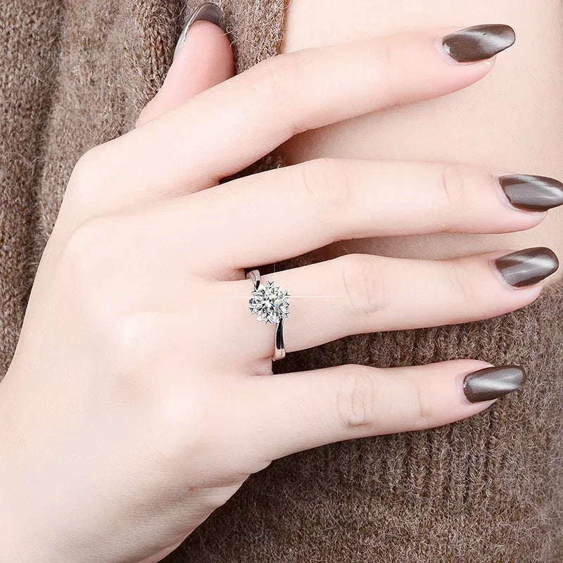 Äkta PT950 Platina Ring med 1ct Moissanite – Certifierad Bröllopsring för Kvinnor