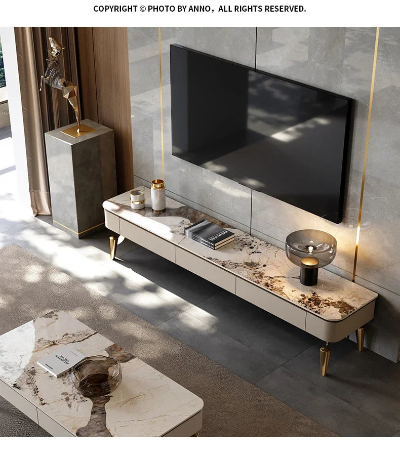 DUTRIEUX TV-bänk – Modern Minimalism med Lyxig Stenfinish