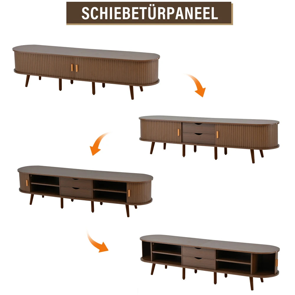 Modern TV-bänk i Valnöt – 175 cm med Skjutdörrar & Förvaring