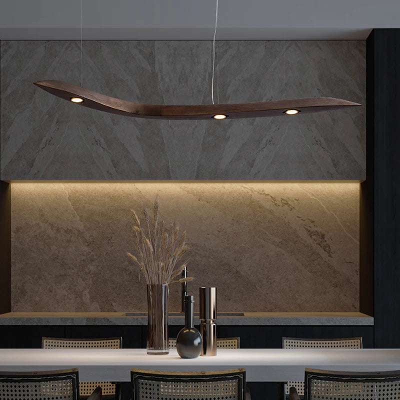 Modern Träpendellampa med LED – Elegant Takbelysning för Inomhusmiljöer