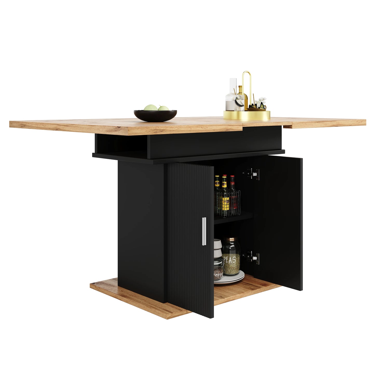 Utdragbart Matbord med Förvaring – 140 × 70 cm för Kök & Vardagsrum