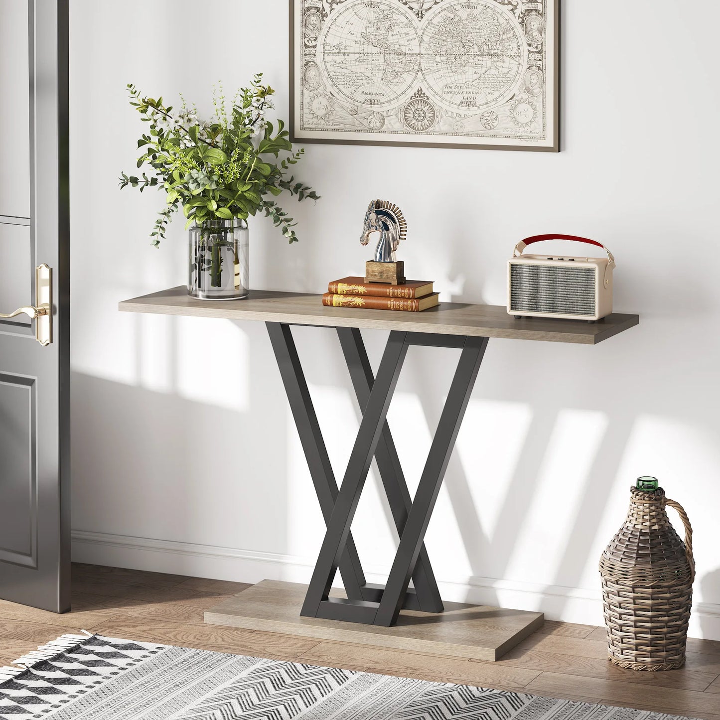 đȘ Tribesigns Konsolbord 110 cm â Industriell Design med V-formade Metallben â För Hall & Vardagsrum