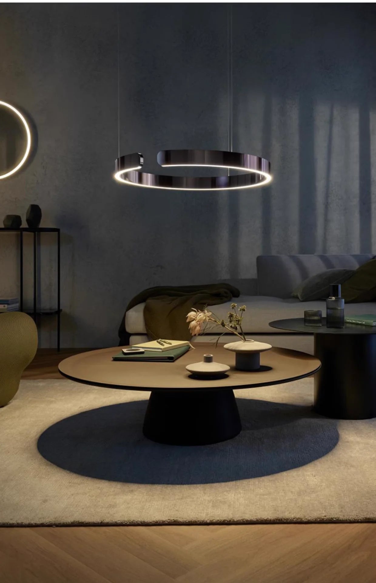 Nordisk LED Ringformad Taklampa – Modern Design i Roséguld, Svart, Vitt & Guld
